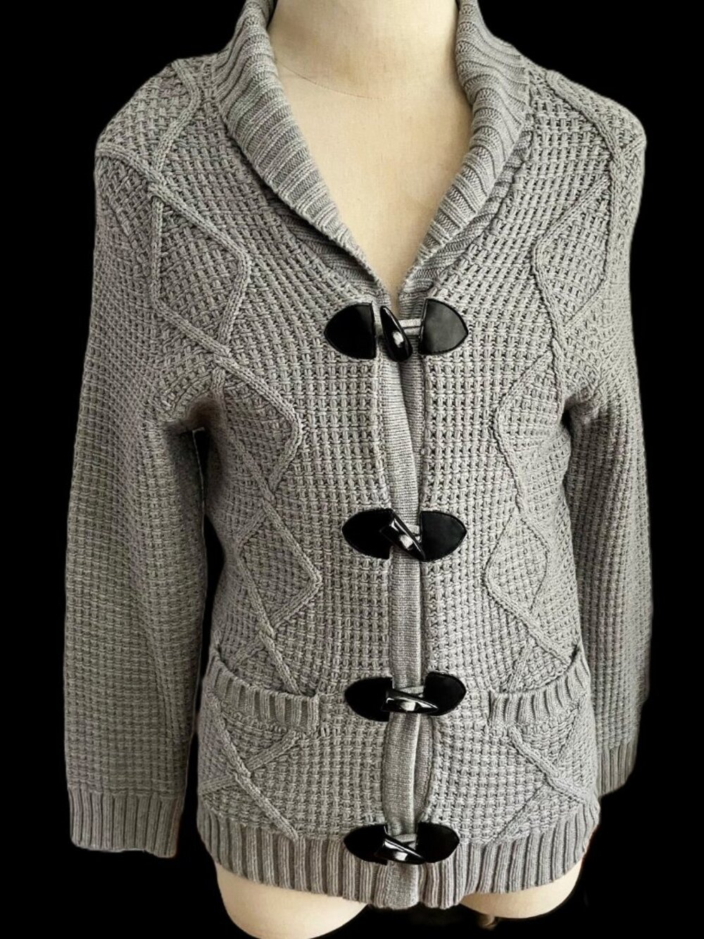 INC International Concepts Men's Toggle Cardigan Cotton Gray Sweater Size Large